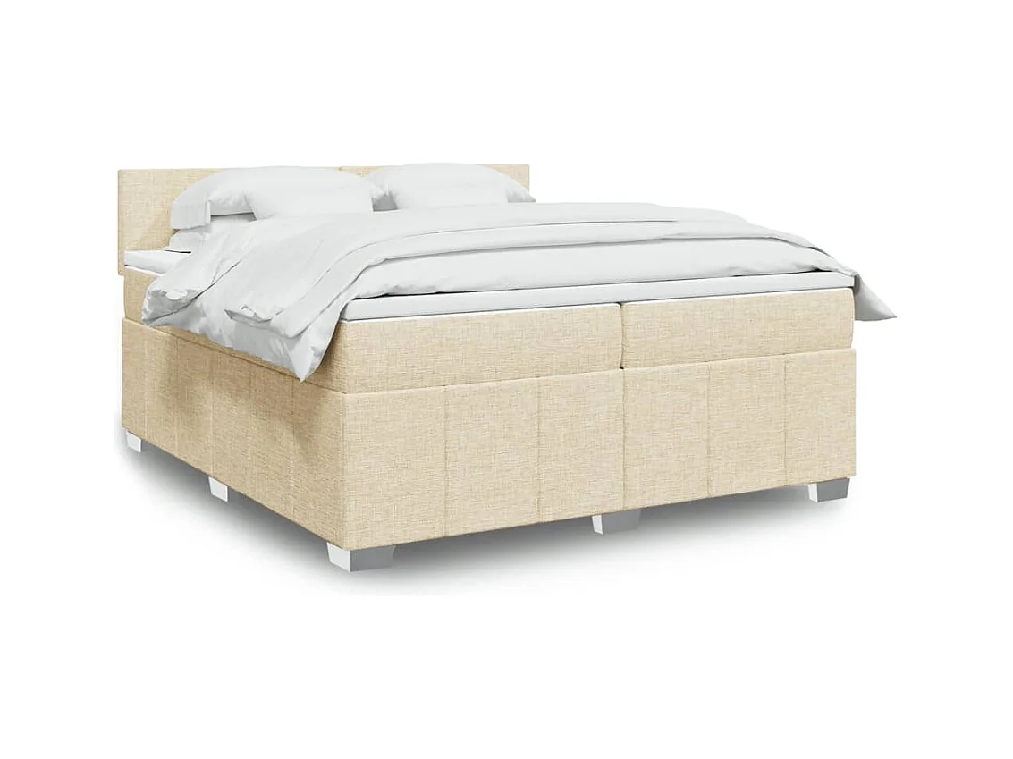 Boxspringbett mit Matratze Creme 200x200 cm Stoff