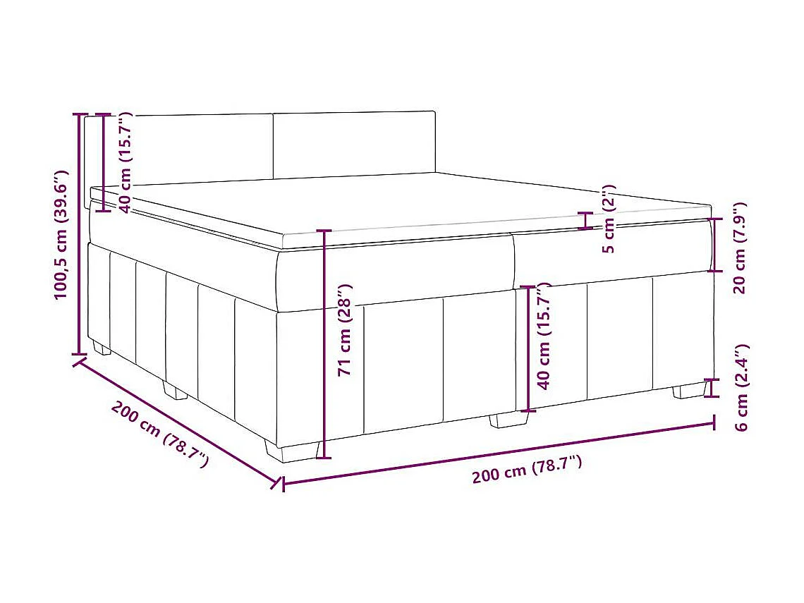 Sommier à lattes de lit avec matelas Crème 200x200 cm Tissu
