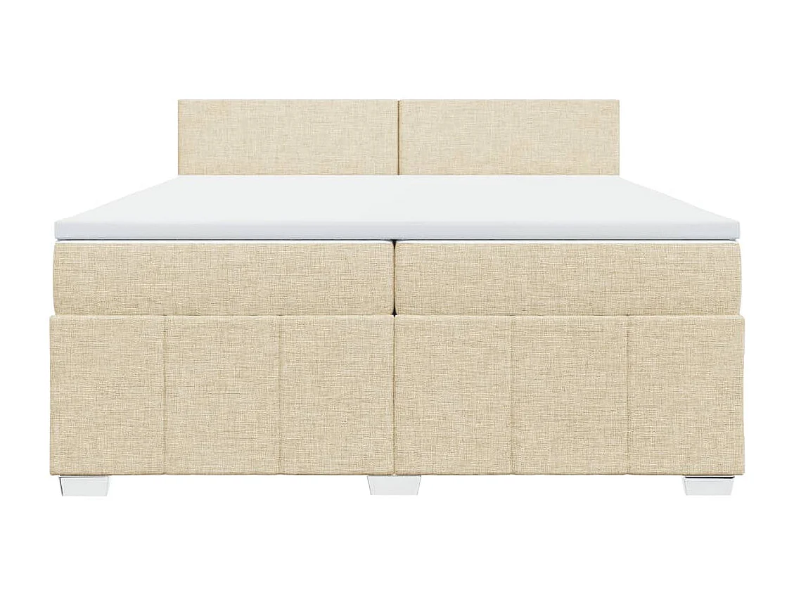 Sommier à lattes de lit avec matelas Crème 200x200 cm Tissu