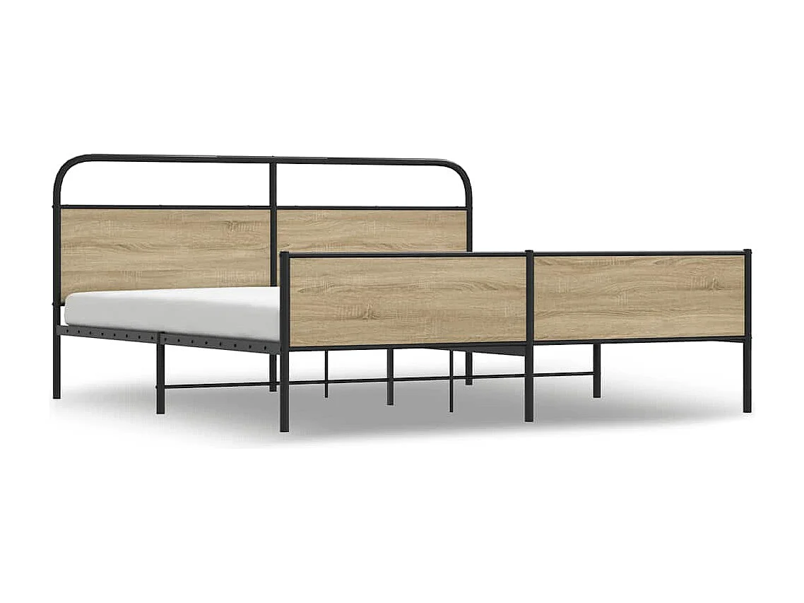 Metallbett ohne Matratze Räuchereiche 193x203 cm