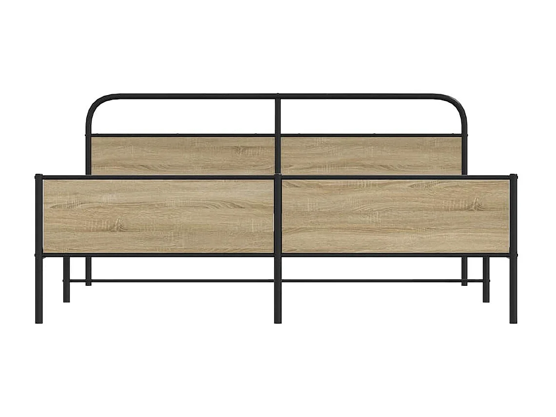 Metallbett ohne Matratze Räuchereiche 193x203 cm