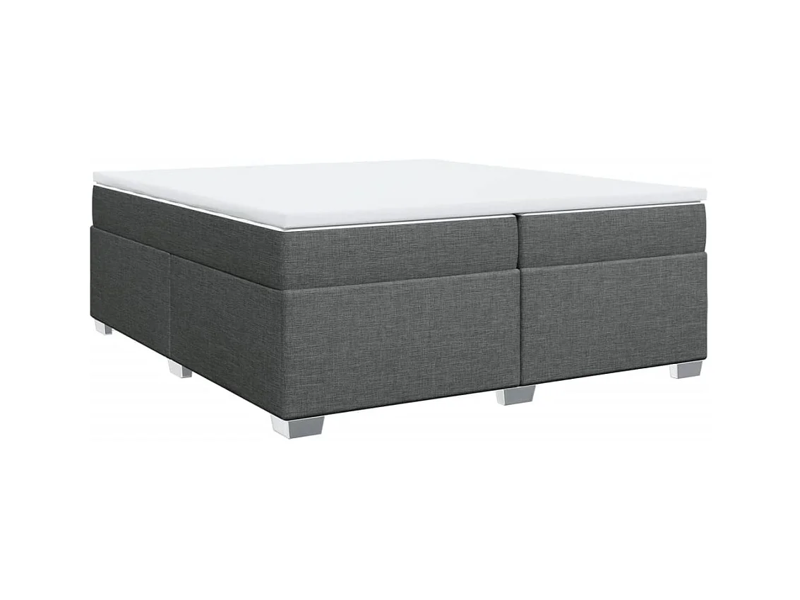 Giroletto a Molle con Materasso Grigio Scuro 200x200 cm Tessuto