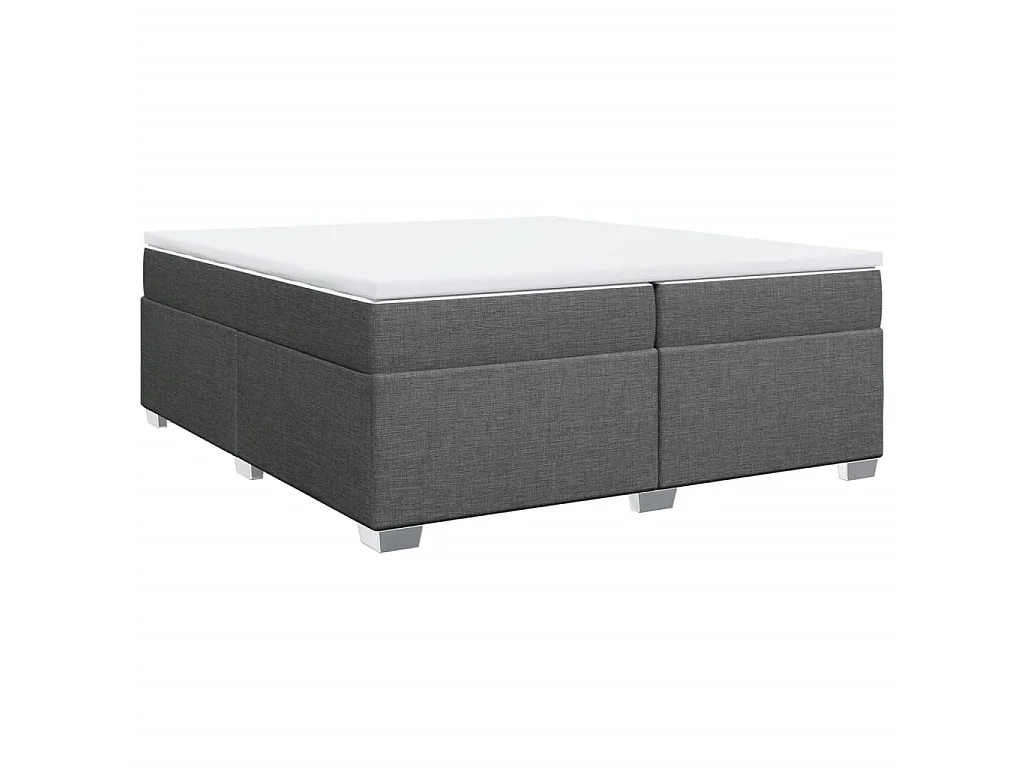 Cama box spring con colchón tela gris oscuro 200x200 cm
