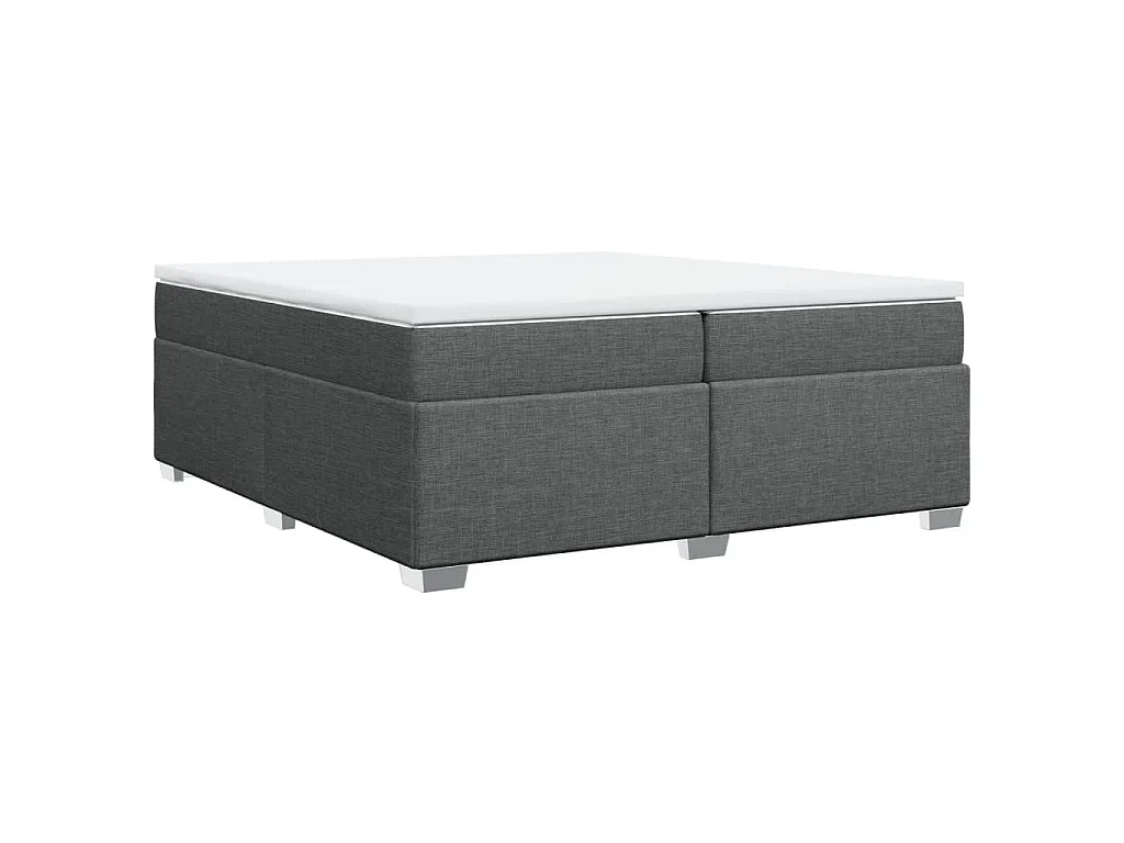 Cama box spring con colchón tela gris oscuro 200x200 cm