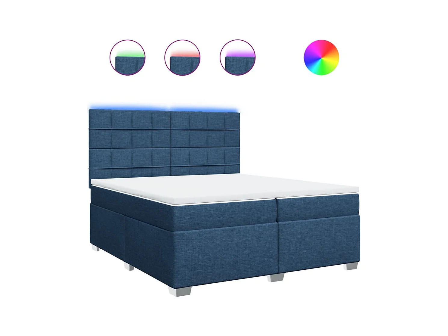 Sommier à lattes de lit avec matelas Bleu 200x200 cm Tissu