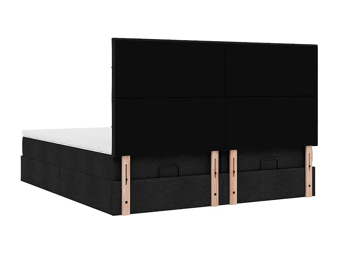 Cadre de lit ottoman avec matelas noir 200x200cm tissu