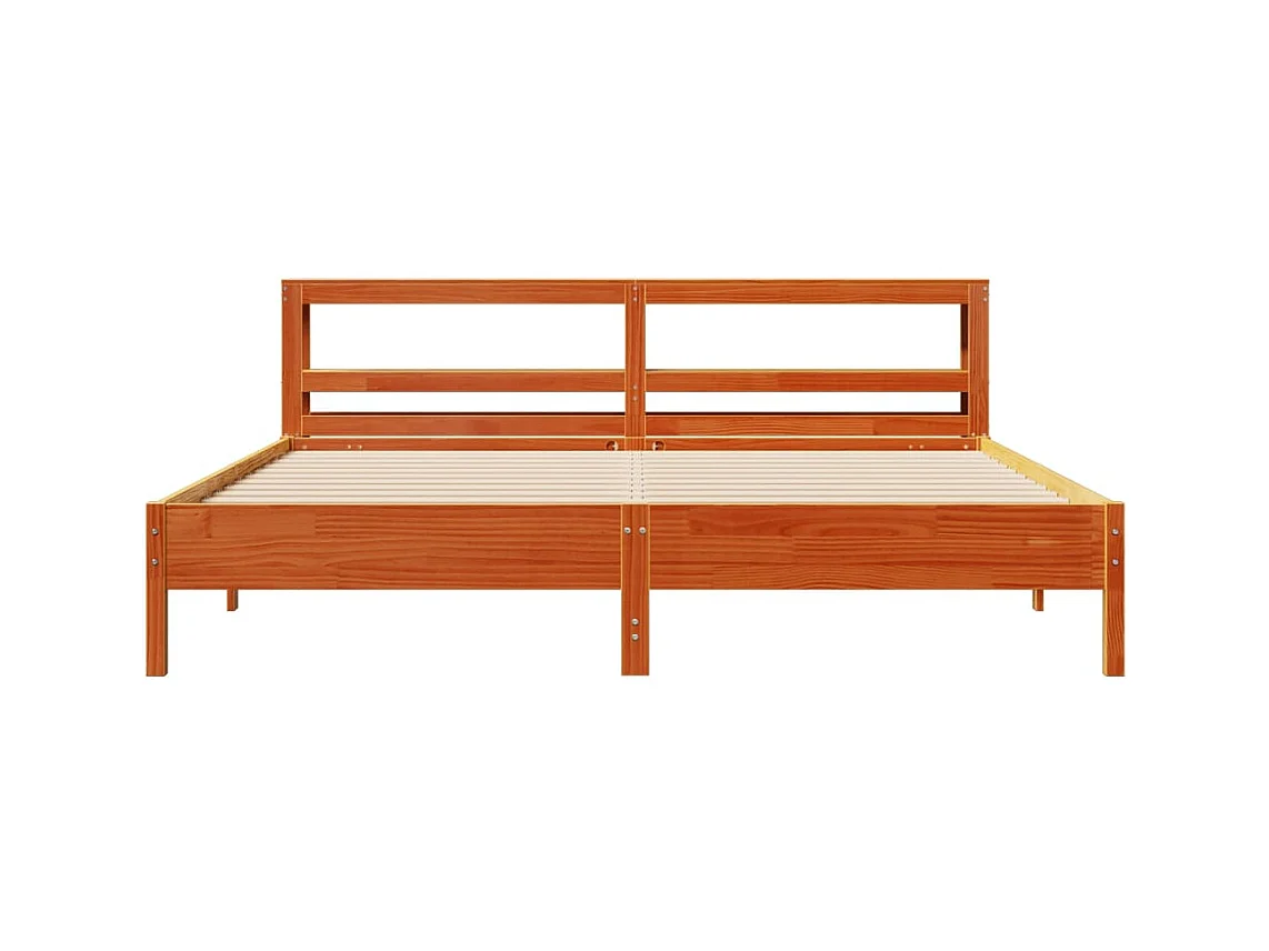 Cadre de lit sans matelas cire marron 200x200cm bois pin massif