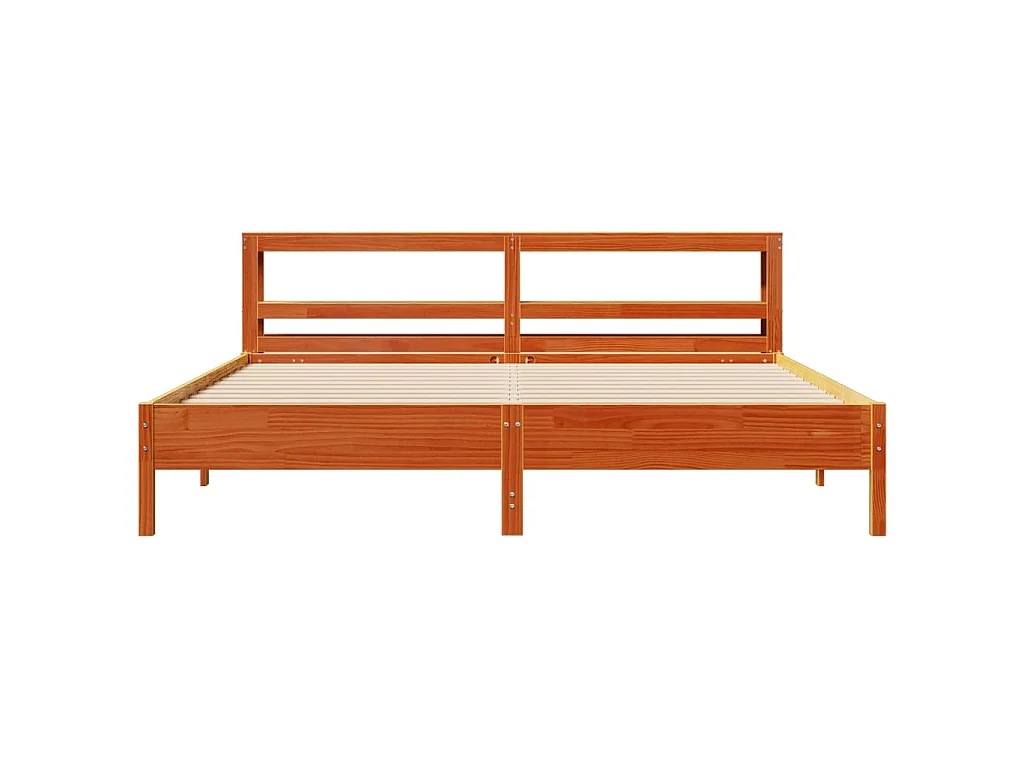 Cama sem colchão 200x200 cm pinho maciço castanho-mel