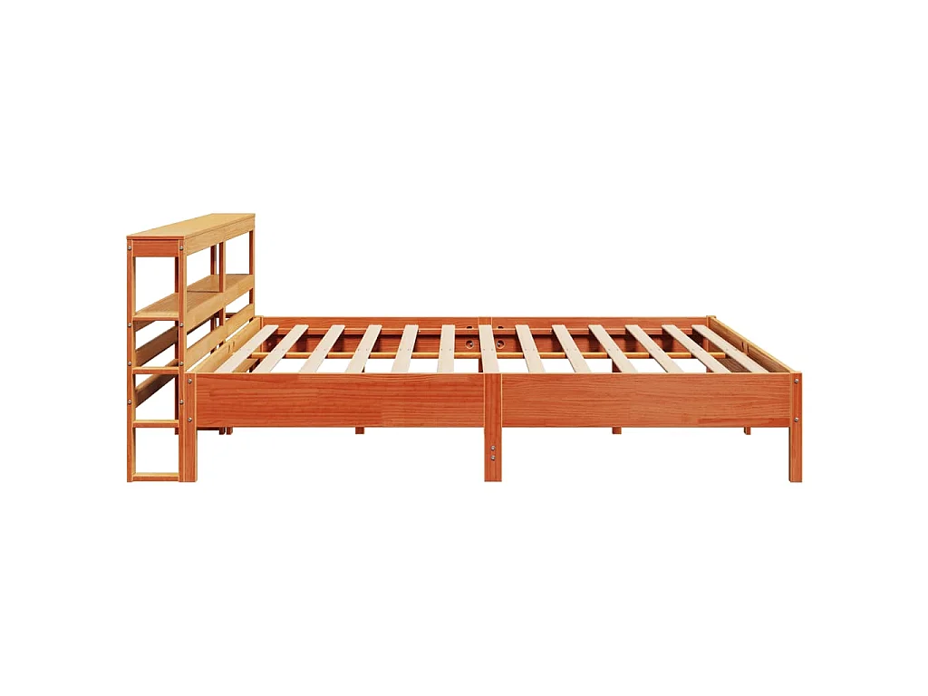 Cama sem colchão 200x200 cm pinho maciço castanho-mel