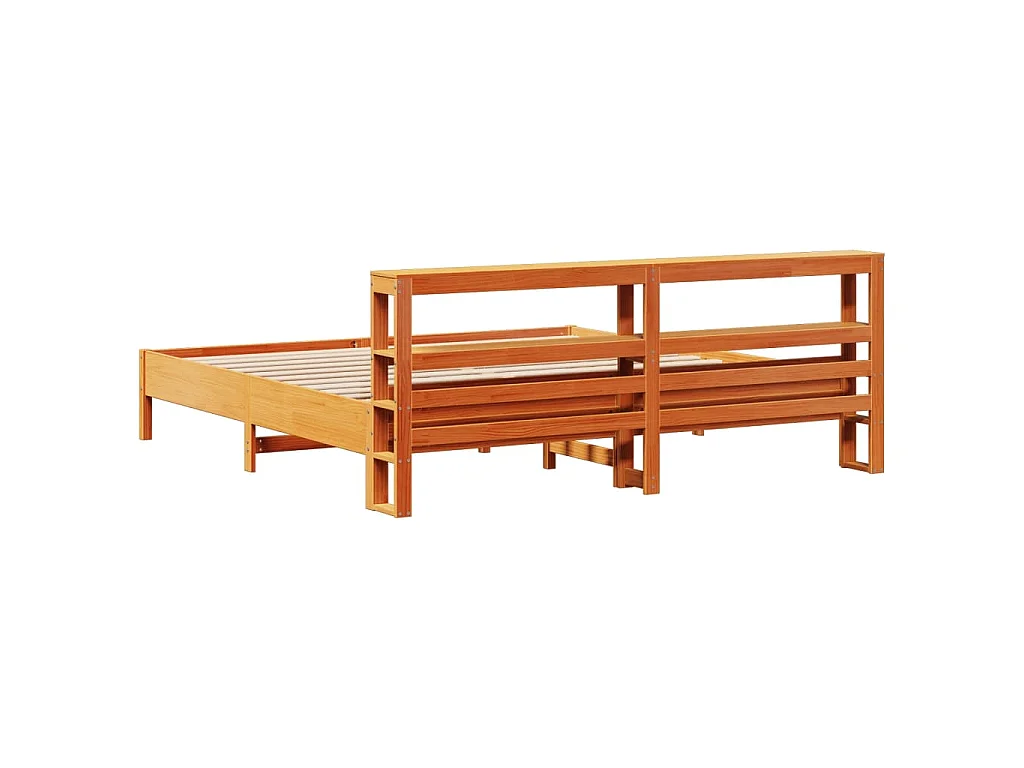 Cama sem colchão 200x200 cm pinho maciço castanho-mel