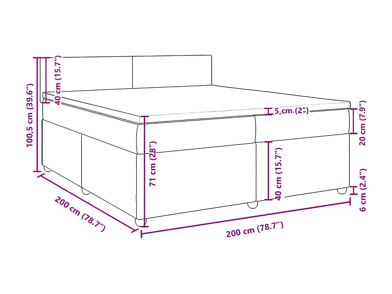 Boxspring met matras stof donkergrijs 200x200 cm