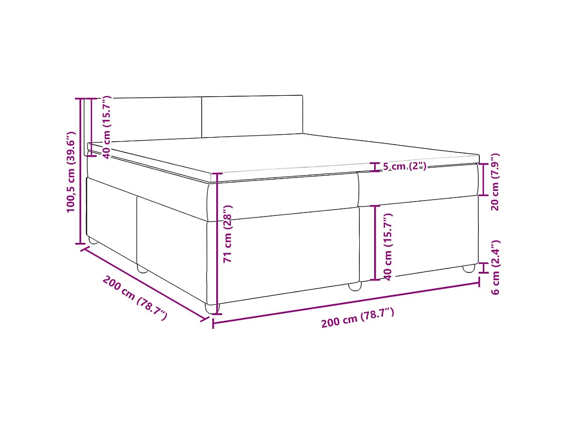 Boxspringbett mit Matratze Dunkelgrau 200x200 cm Stoff