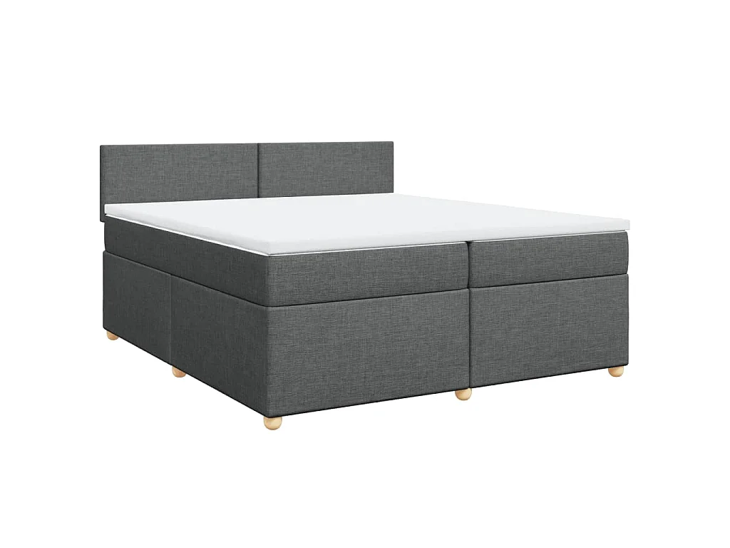 Cama box spring con colchón tela gris oscuro 200x200 cm