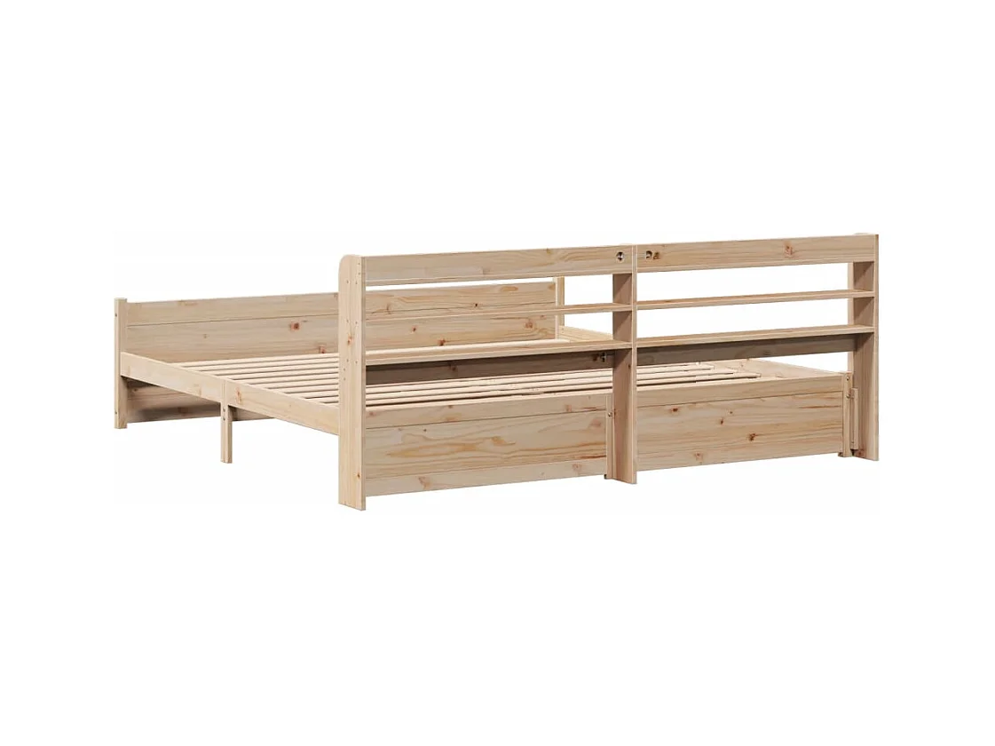 Bedframe met hoofdbord massief grenenhout 200x200 cm