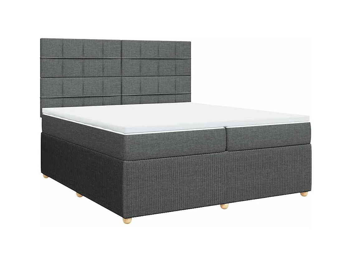 Sommier à lattes de lit avec matelas Gris foncé 200x200cm Tissu