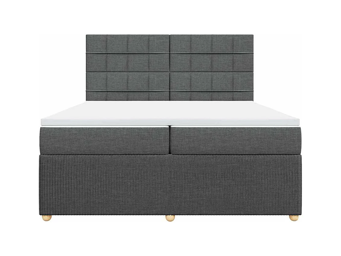 Sommier à lattes de lit avec matelas Gris foncé 200x200cm Tissu