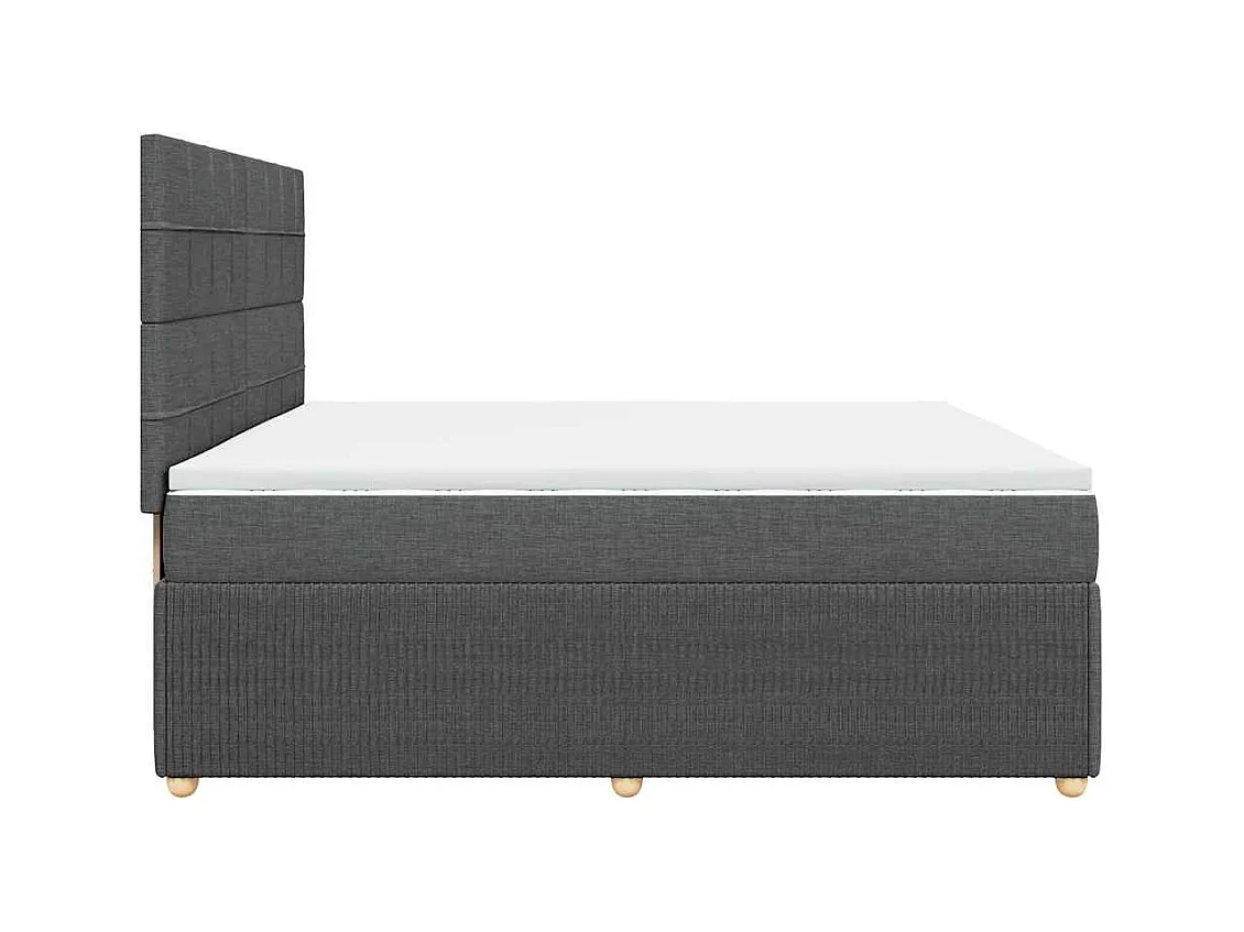 Sommier à lattes de lit avec matelas Gris foncé 200x200cm Tissu