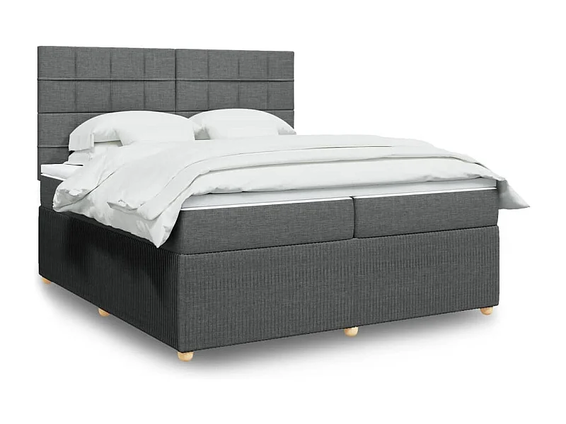 Boxspringbett mit Matratze Dunkelgrau 200x200 cm Stoff