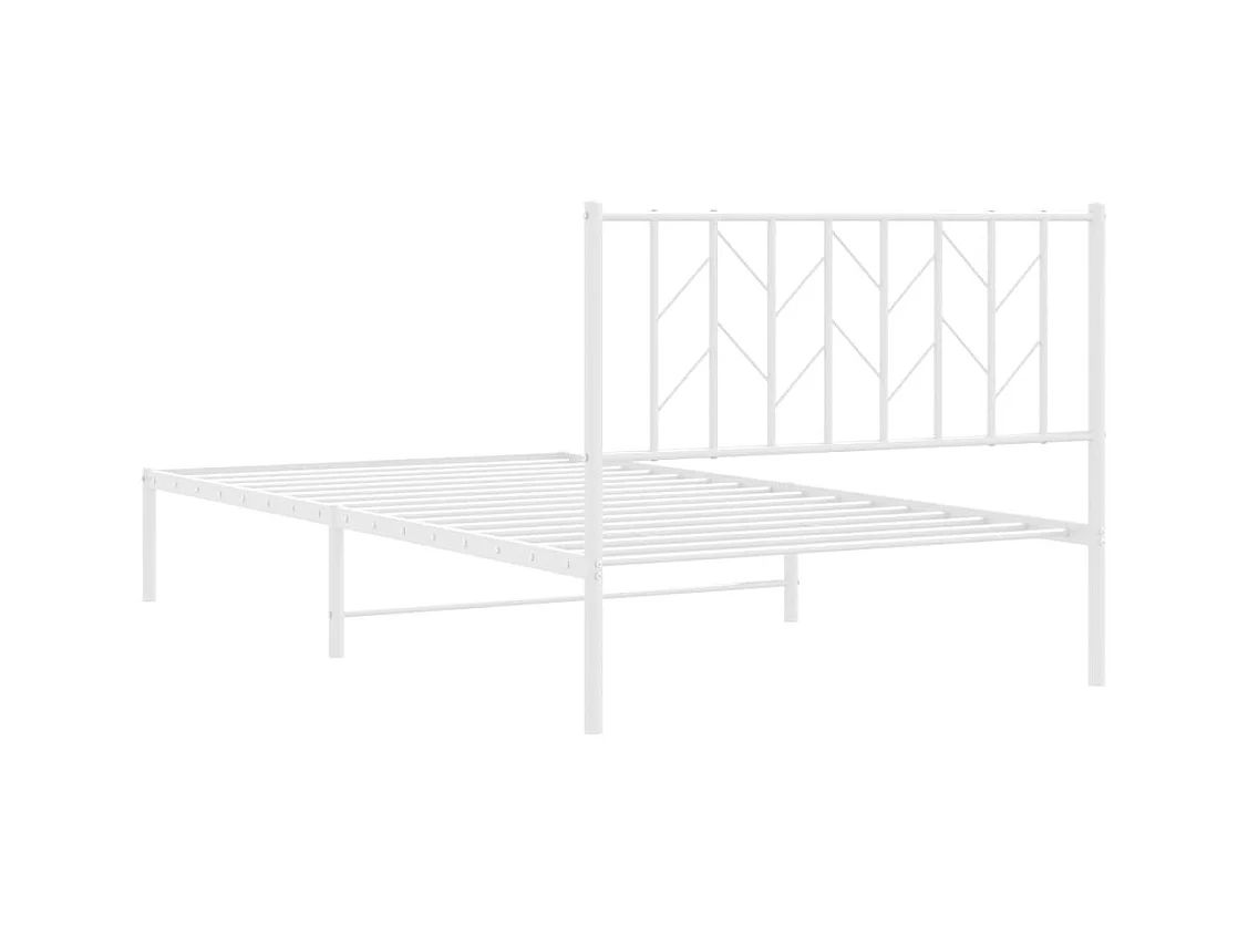 Cadre de lit métal sans matelas et tête de lit blanc 107x203 cm
