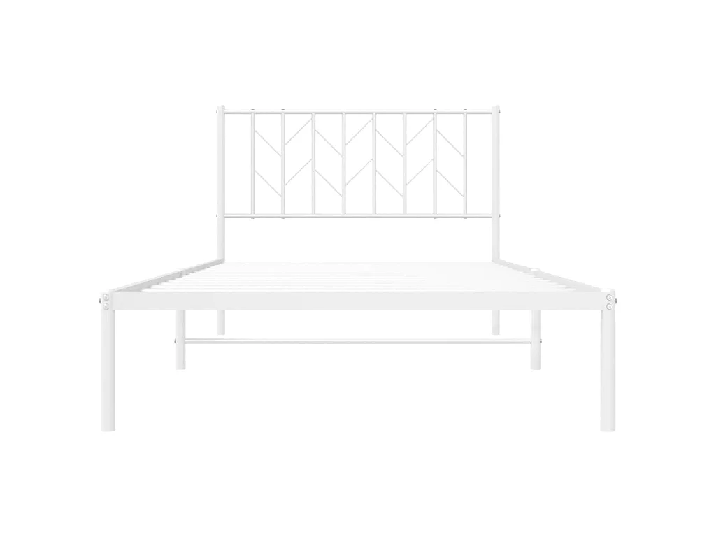 Cadre de lit métal sans matelas et tête de lit blanc 107x203 cm