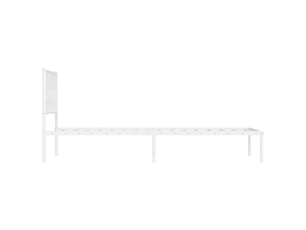 Cadre de lit métal sans matelas et tête de lit blanc 107x203 cm