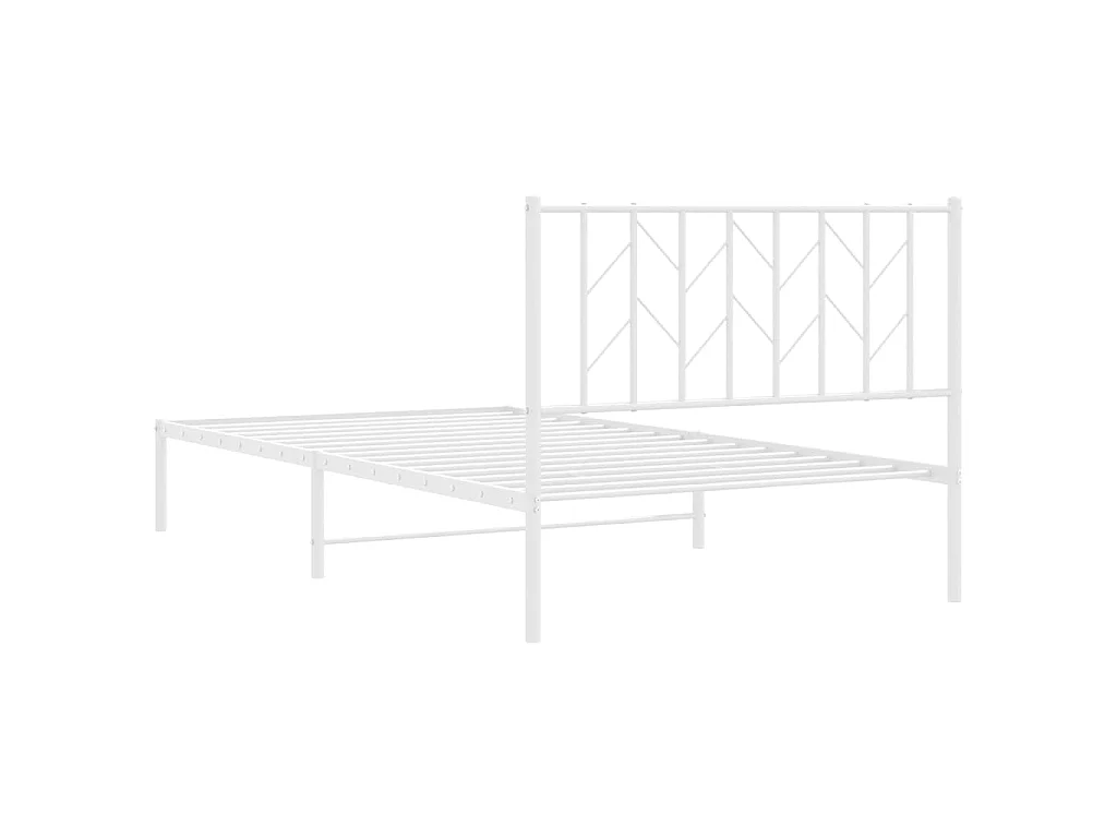 Cadre de lit métal sans matelas et tête de lit blanc 107x203 cm