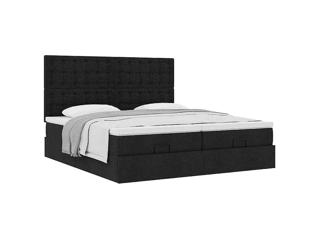 Ottoman-Bett mit Matratzen Schwarz 200x200 cm Stoff