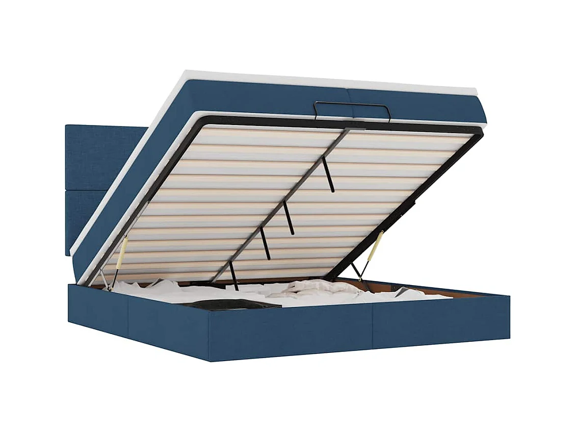 Ottoman-Bett mit Matratzen Blau 200x200 cm Stoff