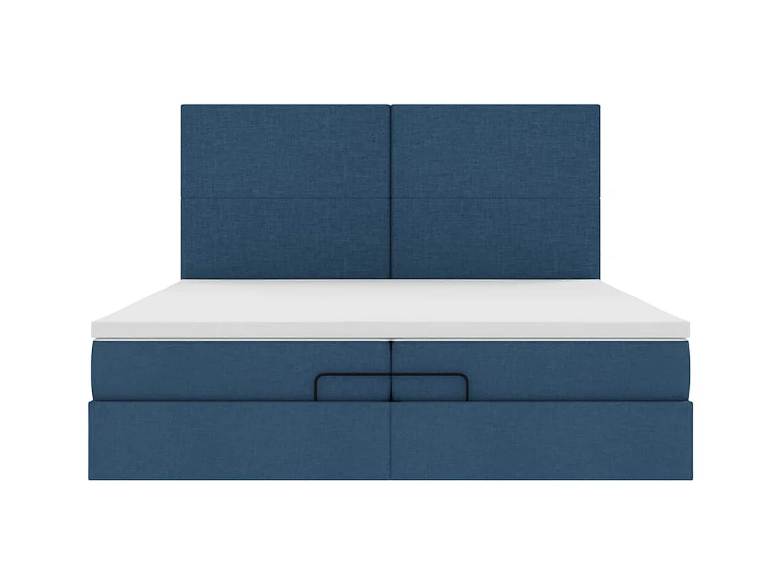 Ottoman-Bett mit Matratzen Blau 200x200 cm Stoff