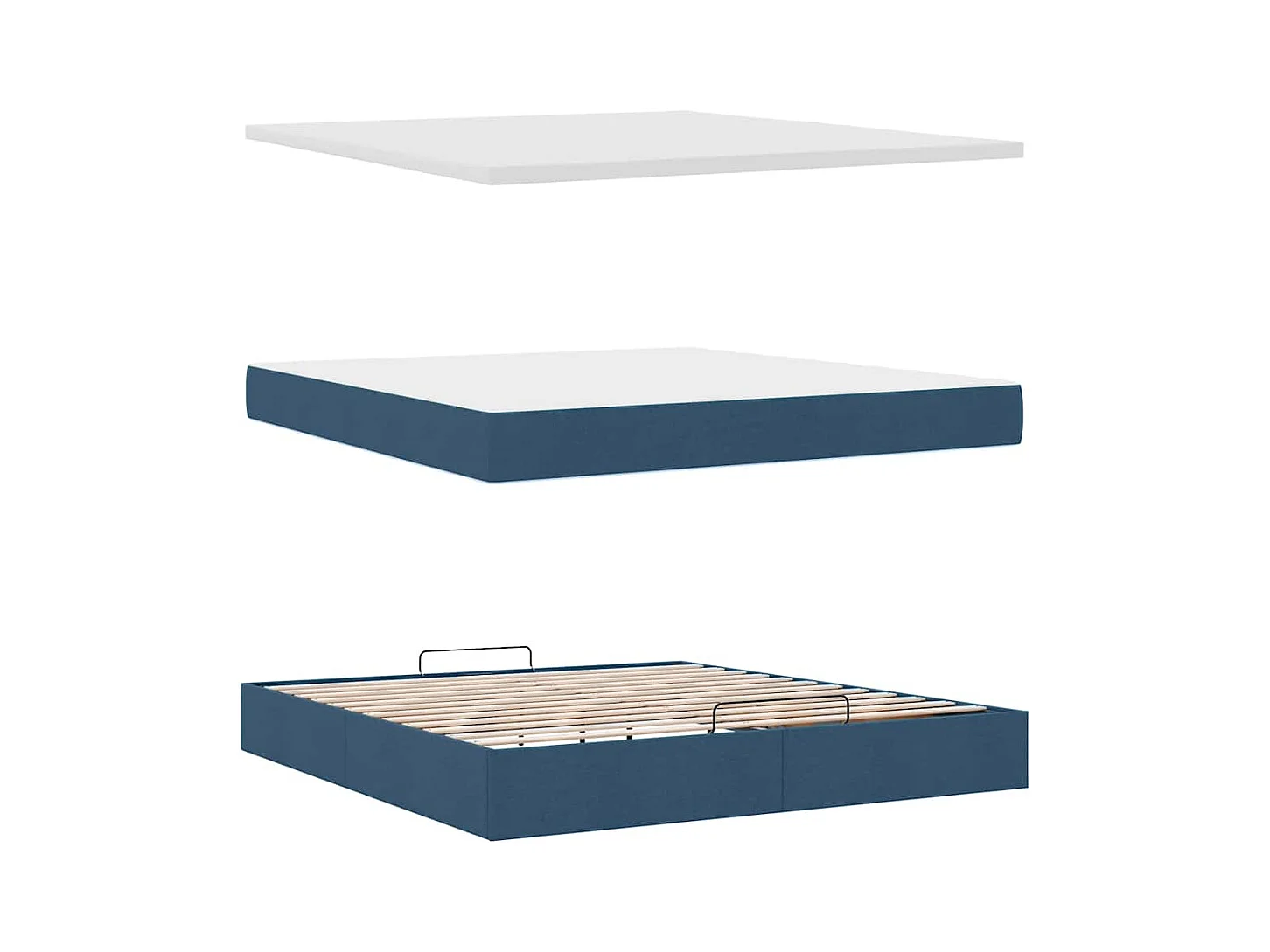 Ottoman-Bett mit Matratzen Blau 200x200 cm Stoff