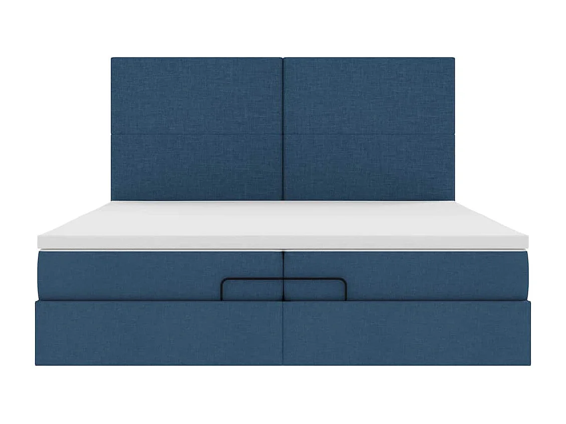 Cadre de lit ottoman avec matelas bleu 200x200cm tissu
