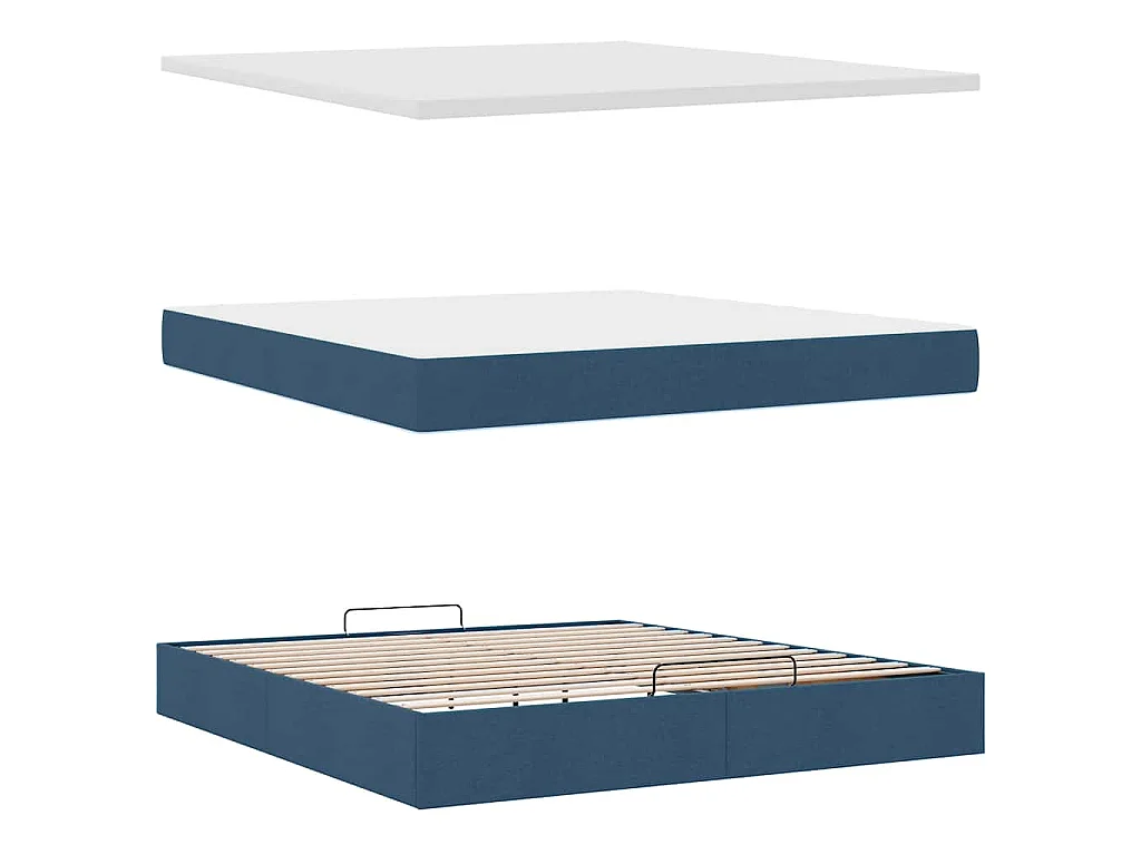 Estructura de cama otomana con colchones tela topo 200x200cm