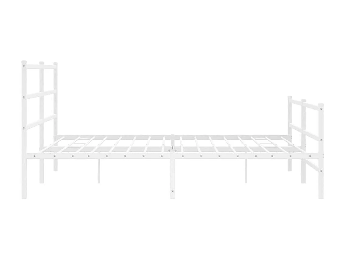 Cadre de lit métal sans matelas et pied de lit blanc 193x203 cm