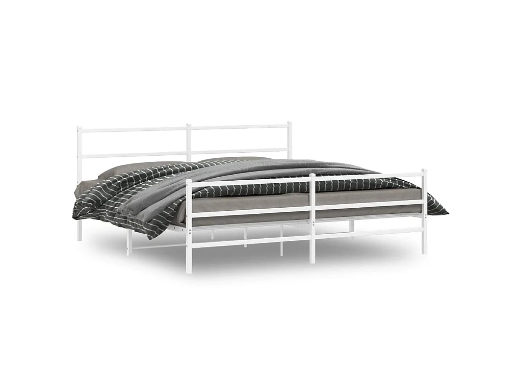 Bedframe met hoofd- en voeteneinde metaal wit 193x203 cm