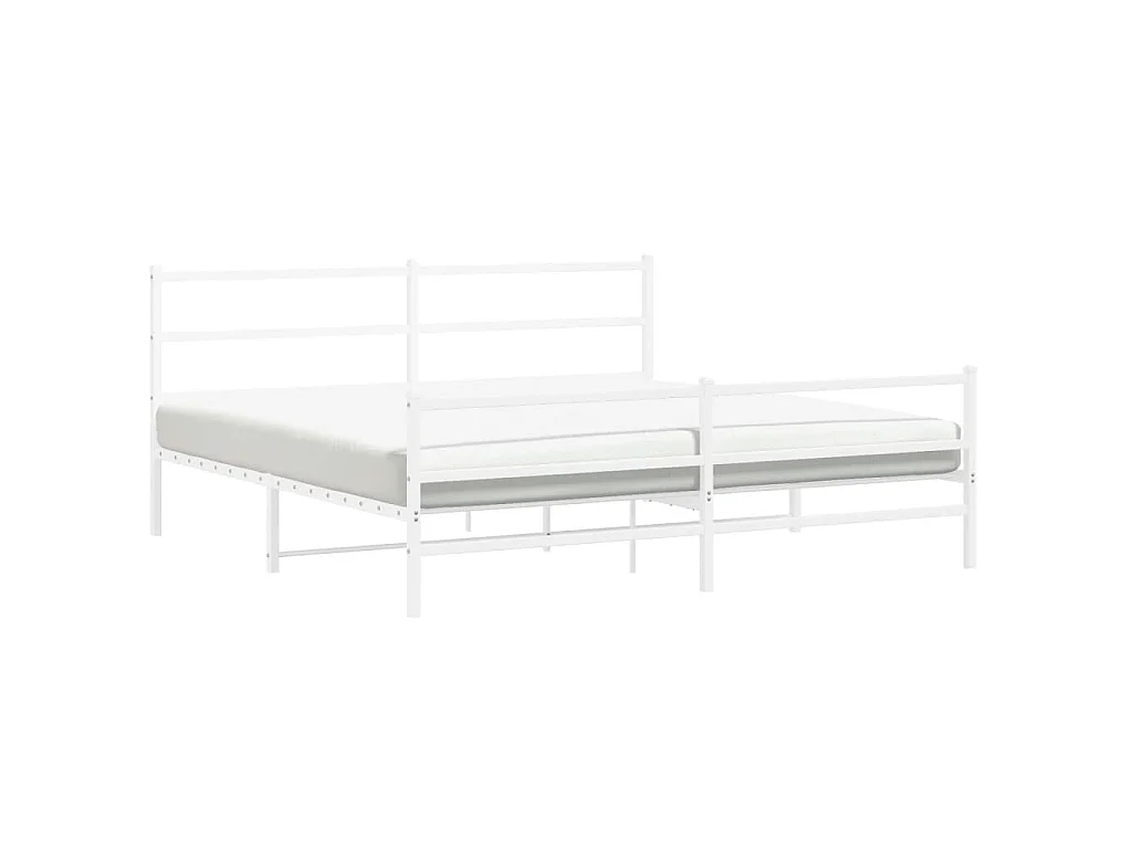 Bedframe met hoofd- en voeteneinde metaal wit 193x203 cm