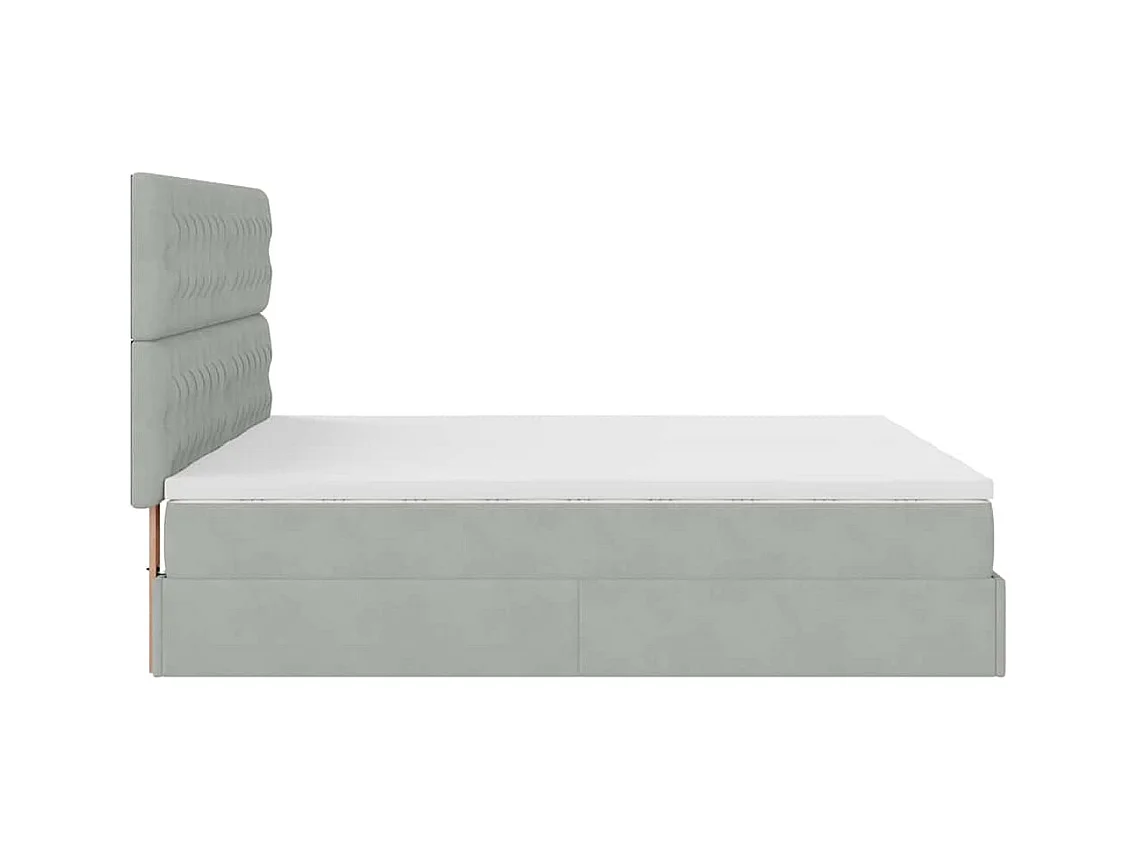Cadre de lit ottoman avec matelas gris clair 200x200 cm velours