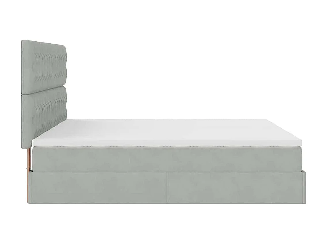 Cadre de lit ottoman avec matelas gris clair 200x200 cm velours