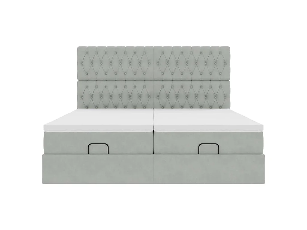Ottoman-Bett mit Matratzen Hellgrau 200x200 cm Samt