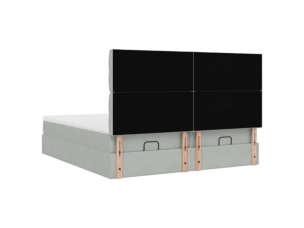 Ottoman-Bett mit Matratzen Hellgrau 200x200 cm Samt