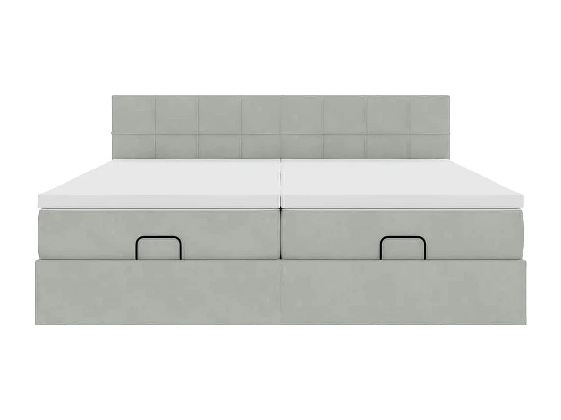 Ottoman bed met matrassen 200x200cm fluweel lichtgrijs