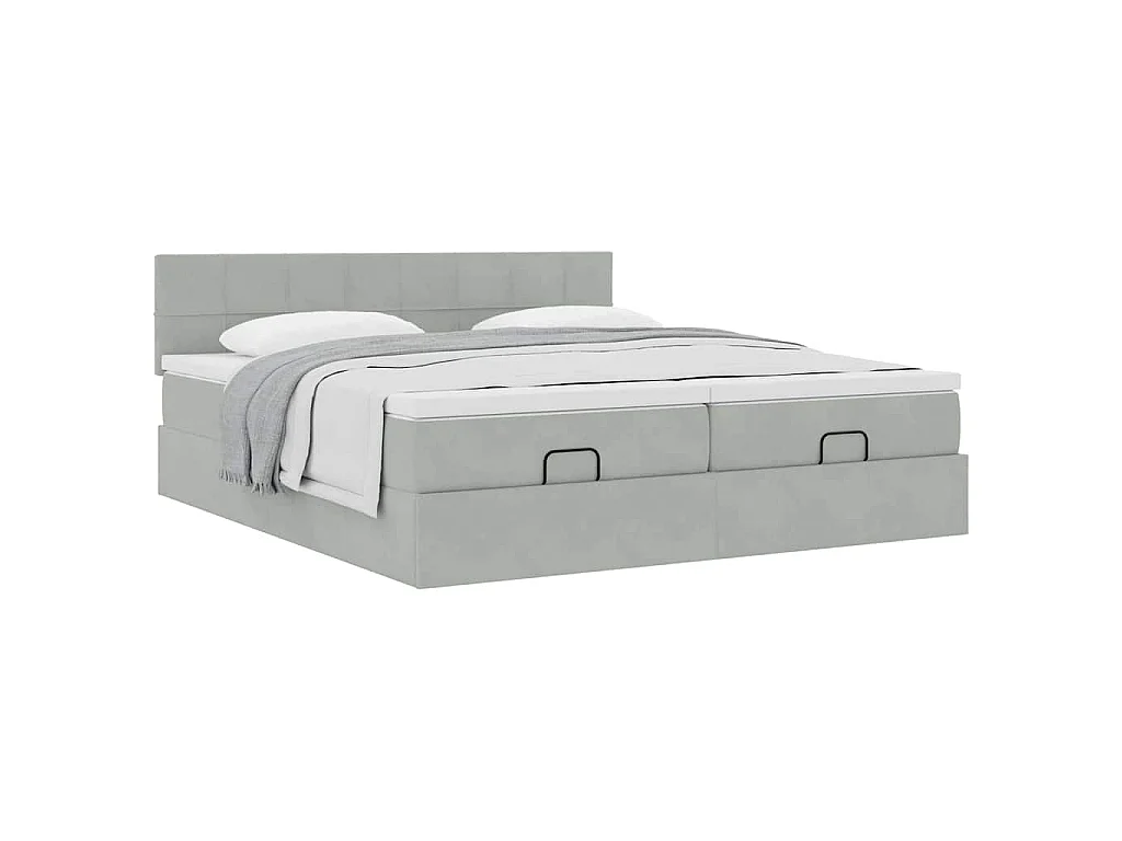Struttura Letto Pouf con Materassi 200x200 cm Velluto