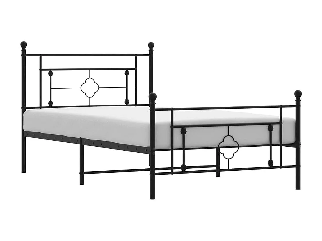 Cadre de lit métal sans matelas avec pied de lit noir 107x203cm