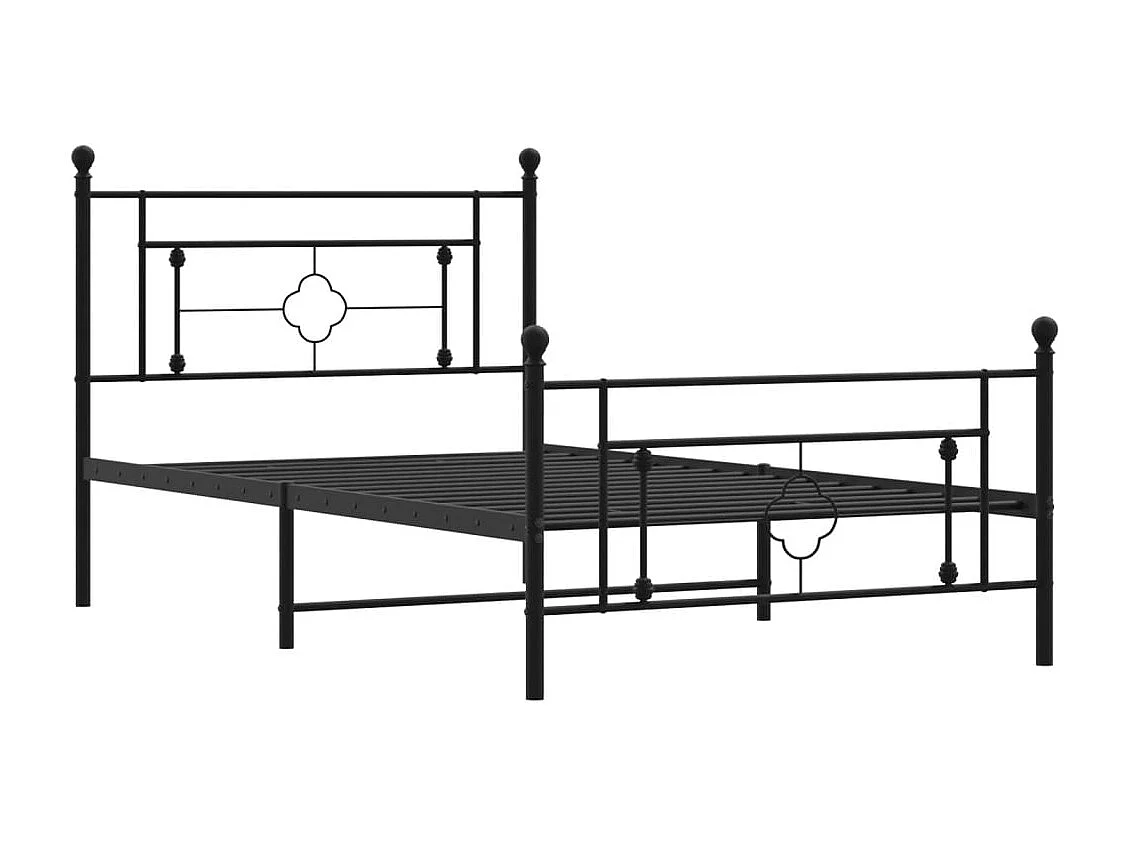 Cadre de lit métal sans matelas avec pied de lit noir 107x203cm