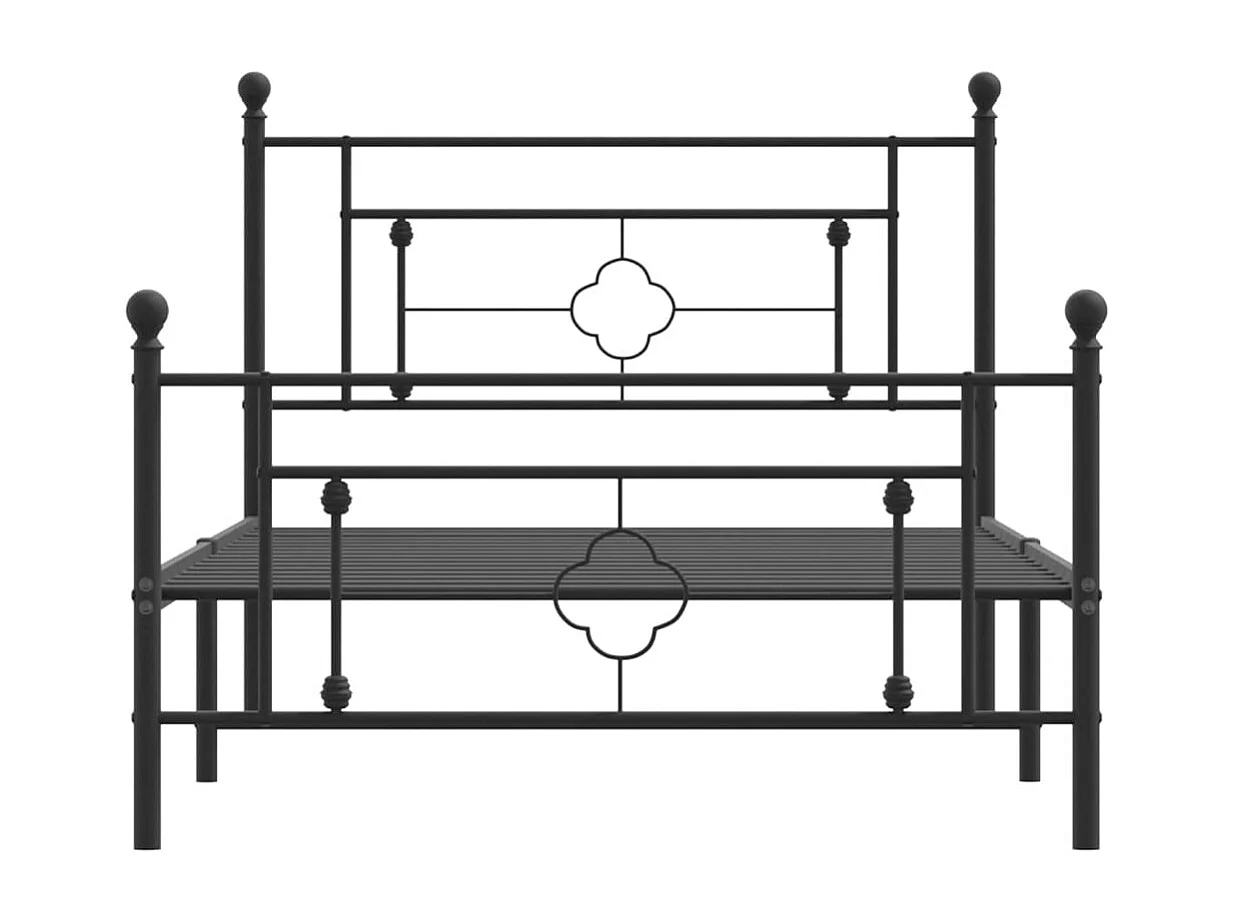 Cadre de lit métal sans matelas avec pied de lit noir 107x203cm
