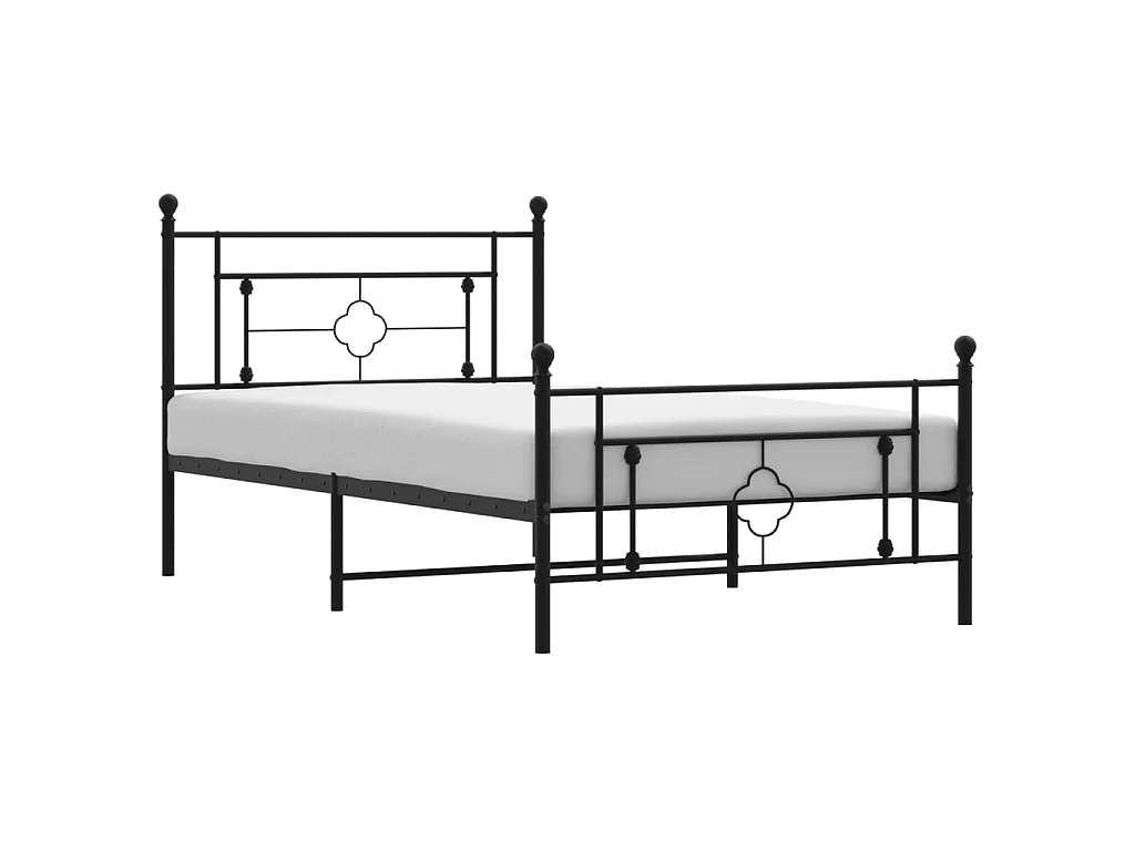 Giroletto con Testiera e Pediera Metallo Nero 107x203 cm