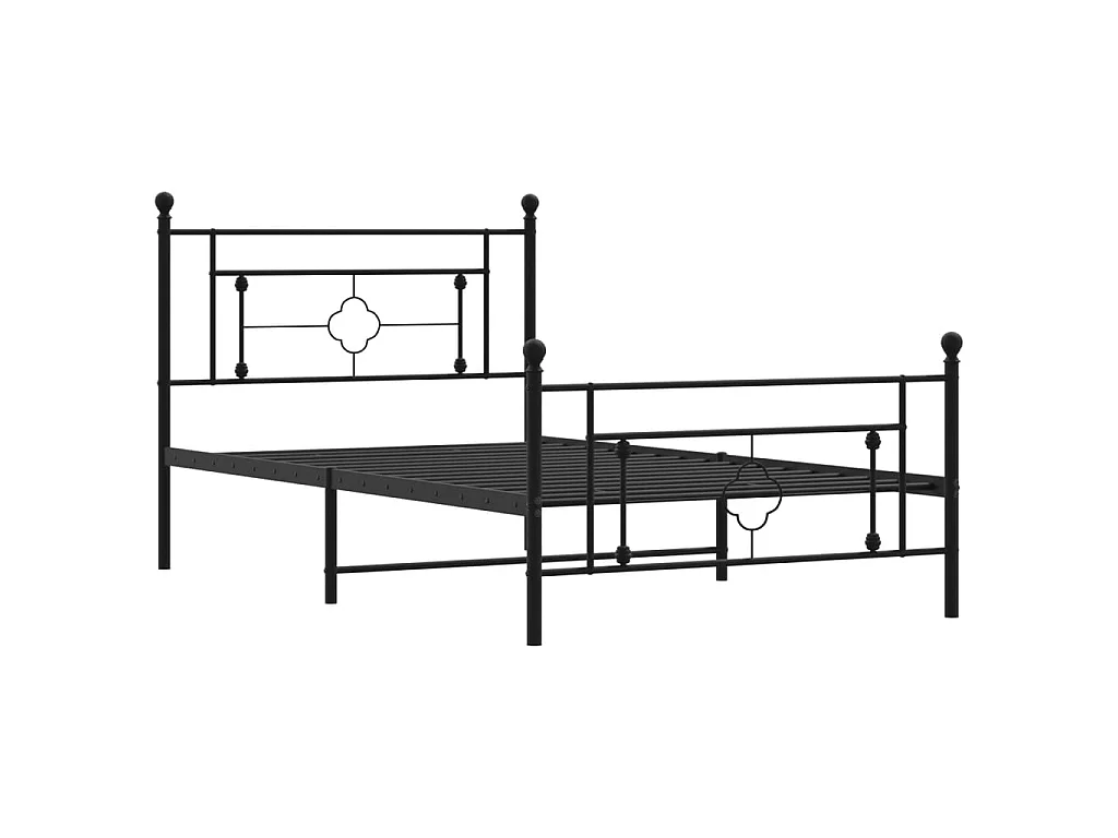 Giroletto con Testiera e Pediera Metallo Nero 107x203 cm