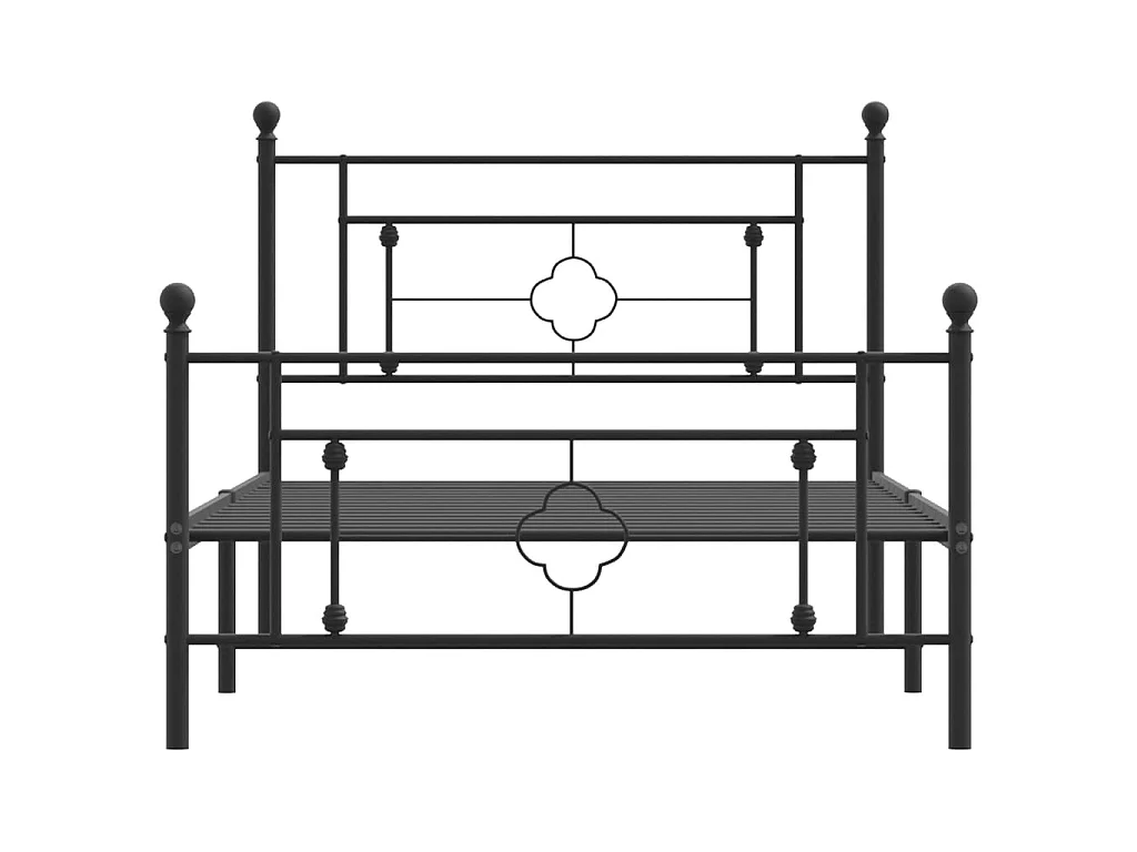 Giroletto con Testiera e Pediera Metallo Nero 107x203 cm