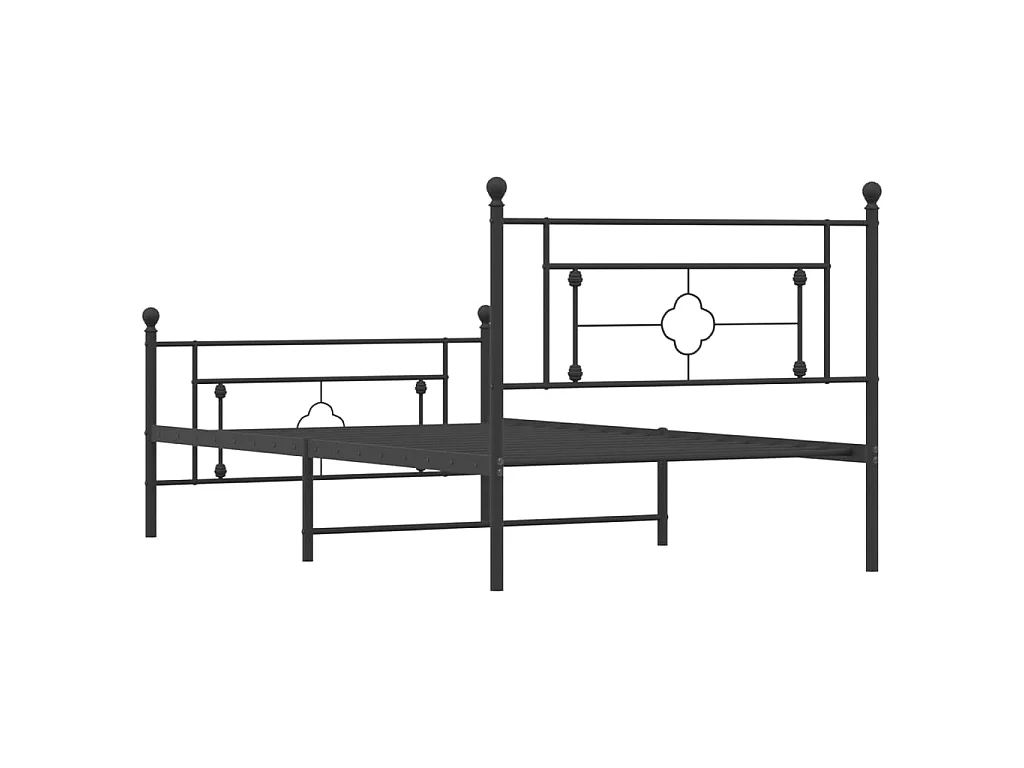 Giroletto con Testiera e Pediera Metallo Nero 107x203 cm