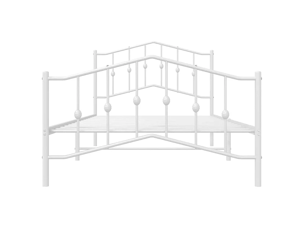 Cadre de lit métal sans matelas et pied de lit blanc 107x203 cm