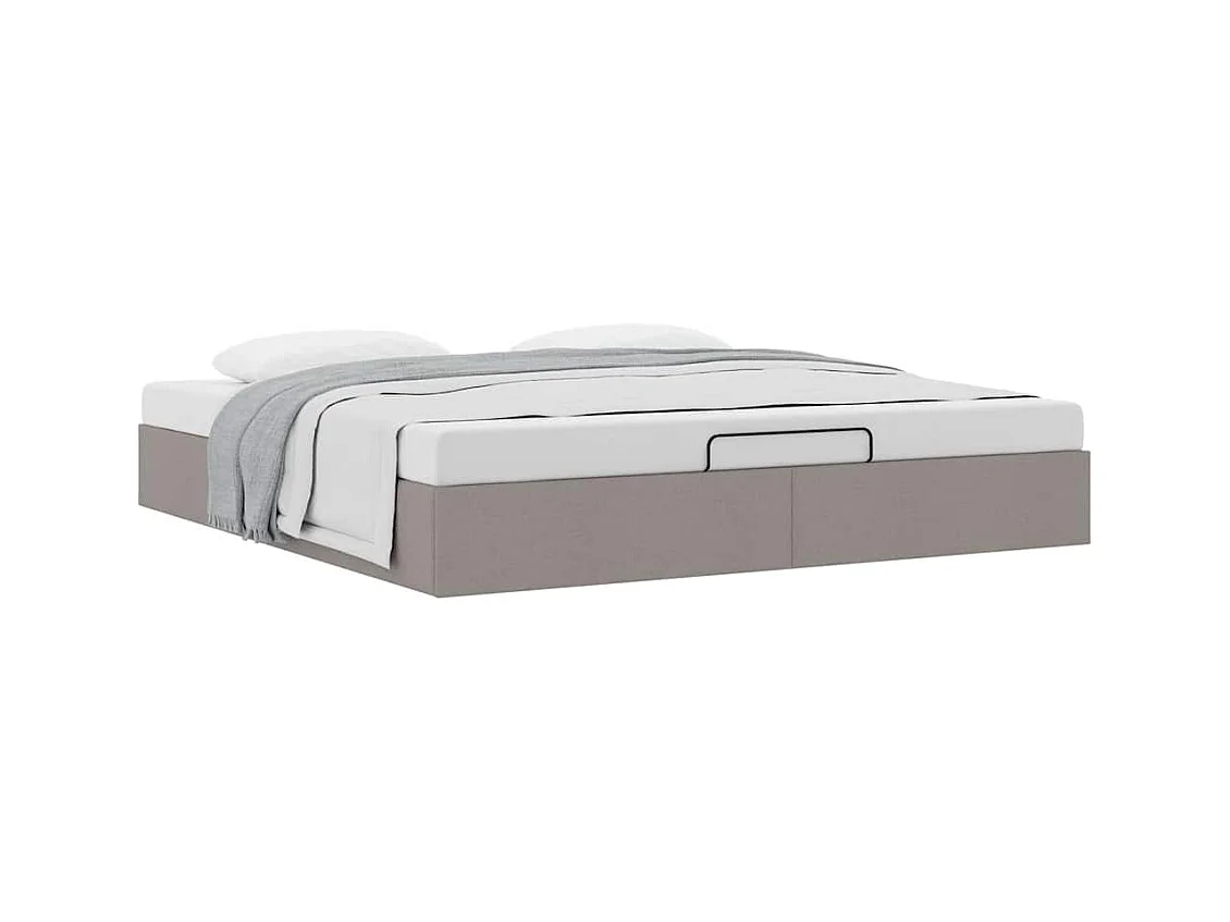 Cadre de lit ottoman sans matelas taupe 200x200 cm tissu